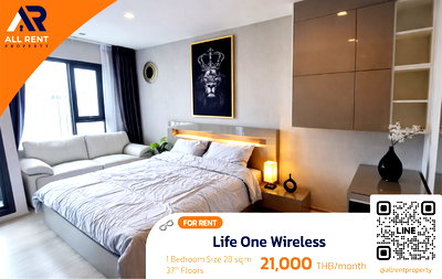 Condos for rent Wattana Wittaya Academy : Urgent Rental 🔥 Life One Wireless | 1 Bedroom | Beautiful, Luxurious Modern Style | Only 850 meters to BTS Phloen Chit