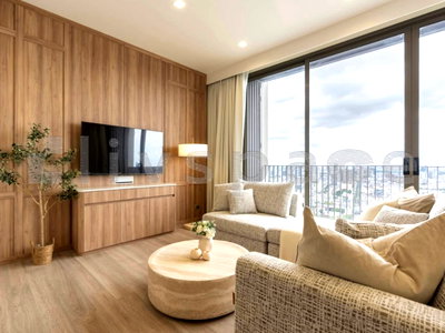 คอนโดให้เช่า : ▚ LG187ツ ให้เช่า: Rhythm Charoenkrung Pavillion 2BR 98ตรม.🏙️✨ ห้องใหญ่แต่ง Muji จัดเต็ม ชั้นสูงวิวโล่ง มีห้องเมด+ห้องน้ำในตัว ตึกใหม่ส่วนกลางอลังการ!