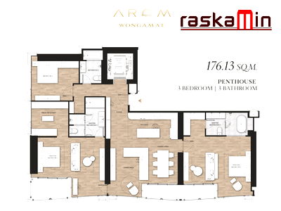 Condos for sale : FQ🗺️KT0233📲LineID @556ryccg🏖️3Bedroom 176sqm Floor PH🌊Sea view Furniture Package🦀AROM Wongamat Beach North Pattaya