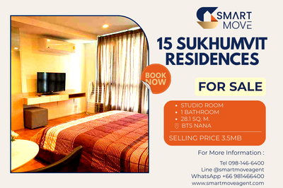 Condos for sale : 🔥 Sale with tenant !! high floor, Good location!! 🔥 Code C20260200031..15 Sukhumvit Residences, Studio room, 1 bathroom, furnished, Special Deal!!📣