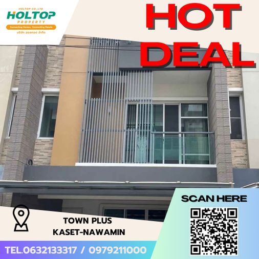 3-bed townhouse for rent, 18 sq wah, Townplus Kaset-Nawamindra