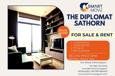 ขายคอนโด : 🔥 สำหรับขาย -เช่า !! ชั้นสูง 11++, ทำเลดี !! 🔥 Code C20221201600...The Diplomat Sathorn, 2 ห้องนอน, 2 ห้องน้ำ, แต่งครบ, ราคาพิเศษ!!📣📣