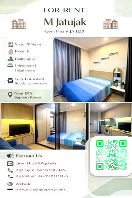 คอนโดให้เช่า : 💥 For Rent 🏬 M Jatujak (เอ็ม จตุจักร) 🏬 JA-1127