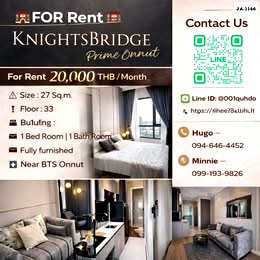 คอนโดให้เช่า : 🎏 FOR RENT 🏩 KnightsBridge Prime Onnut 🏩 JA-1146
