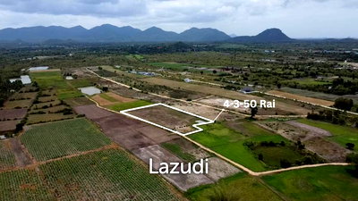 ที่ดิน ม.เวบสเตอร์ (ประเทศไทย) : ที่ดินเปล่า 4-3-50 ไร่ วิวภูเขาใกล้ธรรมชาติ บ้านสามพระยา ชะอำ