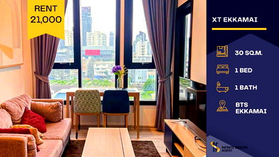 Condos for rent : 🌿Beautiful unit with excellent Feng Shui, bright natural light and open view at XT Ekkamai 🏙️ 🚆 Next to a community mall for ultimate convenience💖