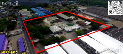 ที่ดิน กระทุ่มแบน สมุทรสาคร : ขายที่ดิน 7 ไร่ พร้อมพื้นที่ใช้สอย ลานคอนกรีตเต็มพื้นที่ มีโรงงาน โกดัง สำนักงาน อุปกรณ์และใบ รง.4 ครบถ้วน แถมติดถนน 2 ด้านในราคาที่เปล่า - KK1434S