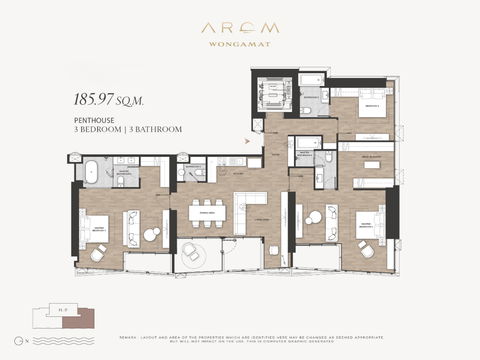 🌟 PENTHOUSE at AROM Wongamat – 3 BEDROOMS / 3 BATHS