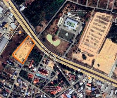 ที่ดิน ม.ราชธานี : [ขายที่ดินทำเลทอง] 6 ไร่ ติดถนนแจ้งสนิท (4 เลน) ตรงข้ามศาลากลางอุบลฯ – หน้ากว้าง 70 เมตร ถมแล้วพร้อมพัฒนา!