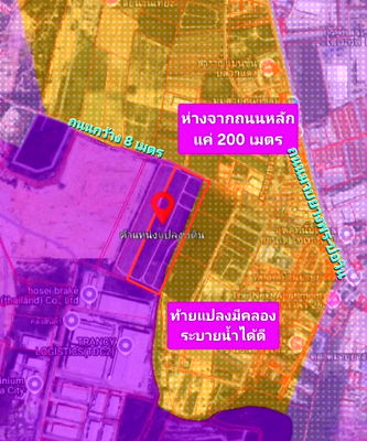 Land for sale Eastern Seaboard Industrial Estate : Land for sale, 29 rai 3 ngan 96 square wah, adjacent to Amata City Industrial Estate, Rayong. Zoned dark purple.