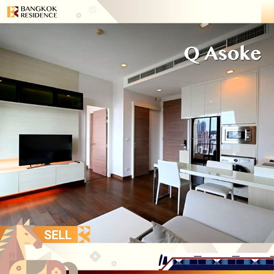 Condos for sale : 💎 Beautiful Warm-Tone Unit with Functional Layout at Q Asoke in the Heart of Asoke, near Mrt Phetchaburi