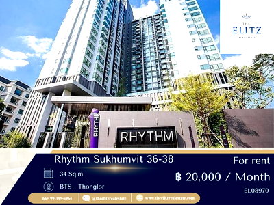 เช่าคอนโด สุขุมวิท 36 : ✨ ห้องแต่งครบ ฟีลหรู ย่านทองหล่อ Rhythm Sukhumvit 36–38 ✔