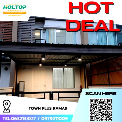 เช่าทาวน์โฮม ถนนกรุงเทพ-ชลบุรี มอเตอร์เวย์ : #R9486  🎉 020369 ให้เช่าบ้าน Town Plus Rama9