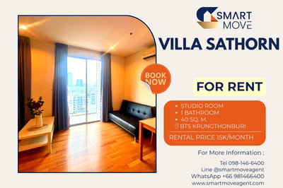 Condos for rent Bangkok : 🔥 For Rent !! large room, high floor !! 🔥 Code C20231000381..........Villa Sathorn, Studio room, 1 bathroom, furnished, ready to move in📣📣