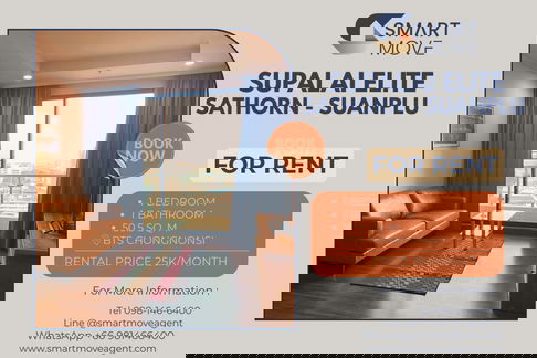 Rent ! city view, high floor, rare item, Good location ! Code C20221201337..Supalai Elite Sathorn-Suanplu, 1 bed, 1 bath, furnished, ready to move in