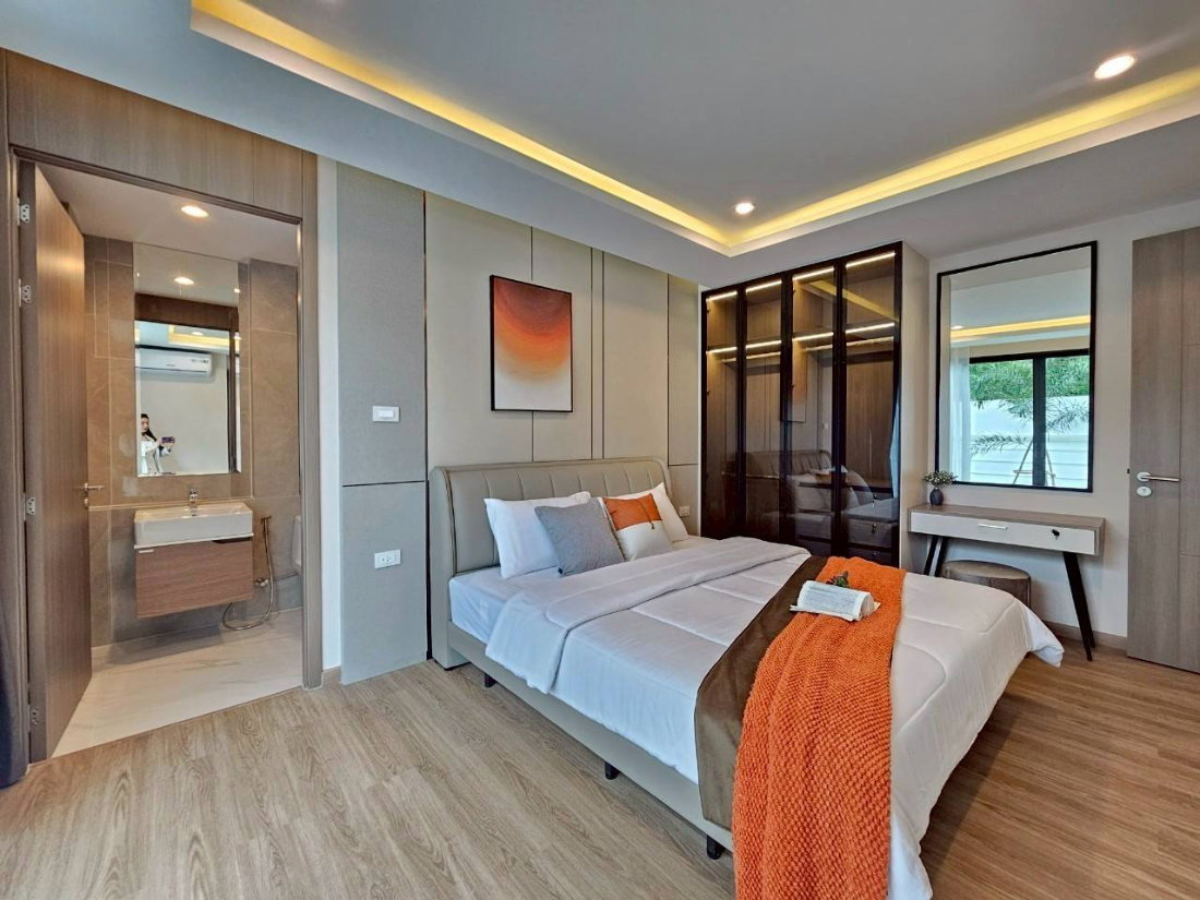 รูป KT0240📲LineID @556ryccg🏖️Pool Villa สร้างใหม่ ใกล้ชายหาดจอมเทียน 93.5ตรว 4ห้องนอน🏊พร้อมสระว่ายน้ำ🌷สวน🪑เฟอร์นิเจอร์ - รูปที่ 7/18