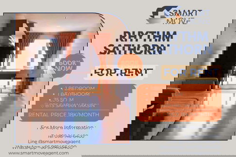 🔥 สำหรับเช่า !! ชั้นสูง 16++, ทำเลดี !! 🔥 Code C20221201139..........Rhythm Sathorn, 1 ห้องนอน, 1 ห้องน้ำ, แต่งครบ, พร้อมเข้าอยู่ 📣📣