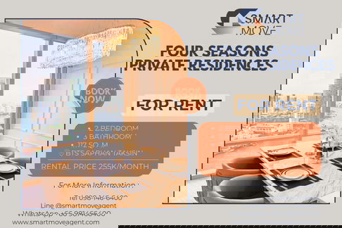 เช่า !! ชั้นสูง 31++, วิวแม่น้ำ, หรูหรา!!🔥 Code C20250200063...Four Seasons Private Residences, 2 นอน, 3 น้ำ, แต่งครบ, สไตล์โมเดิร์น, พร้อมเข้าอยู่