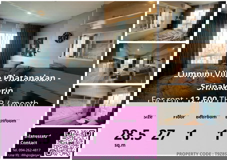 รูปภาพ T9Z8SG Condo For Rent Lumpini Ville Phatanakan - Srinakarin 28.5 Sq.M. Floor 27 line id : @livinglegacy