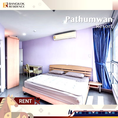 Condos for rent :  Pathumwan Resort 💚 Spacious, beautifully furnished unit, everything you need in one room 🛋️Near BTS Ratchathewi 