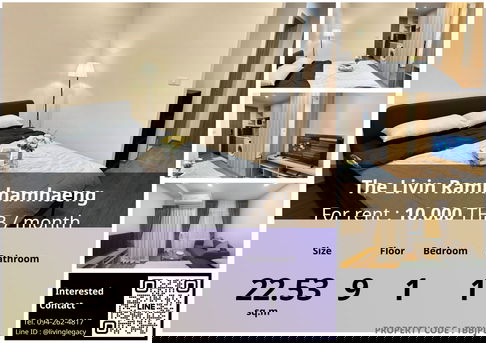 TBBJPD ให้เช่าคอนโด The Livin Ramkhamhaeng 22.53 ตร.ม. ชั้น 9 line id : @livinglegacy