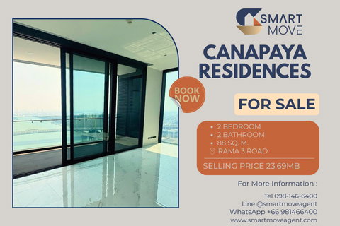 Sale Empty room ! river view, corner room, rare item, Good location ! Code C20260200049..Canapaya Residences, 2 bed, 2 bath, Partly Furnished