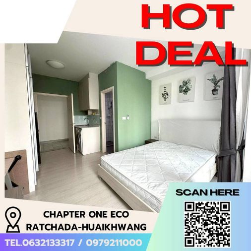 #E080 🎉050369 ให้เช่าคอนโด Chapter One Eco Ratchada-HuaiKhwang