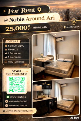 คอนโดให้เช่า : 💥For rent  🏬 Noble Around Ari 🏬 JA-1192