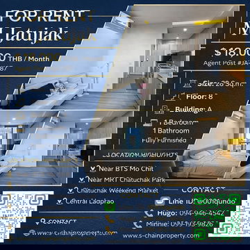 🍂 FOR RENT 🌇 M Jatujak 🌇 JA-1187