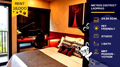 คอนโดให้เช่า : ห้องแต่งครบ ฟีลโมเดิร์นสุดๆ เปิดรับเพื่อนสี่ขาทุกตัว 🐶🐱 อยู่คนเดียวไม่เหงา เพราะมีสัตว์เลี้ยงมาอยู่ด้วยได้ 🐾ถูกใจทาสแน่นอน!