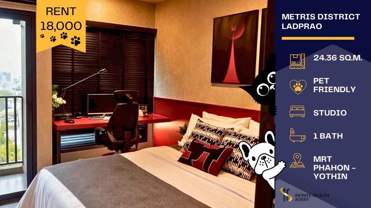 ห้องแต่งครบ ฟีลโมเดิร์นสุดๆ เปิดรับเพื่อนสี่ขาทุกตัว 🐶🐱 อยู่คนเดียวไม่เหงา เพราะมีสัตว์เลี้ยงมาอยู่ด้วยได้ 🐾ถูกใจทาสแน่นอน!