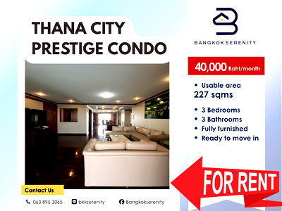 Condos for rent : [For Rent] Thana City Prestige Condominium 40,000baht/month