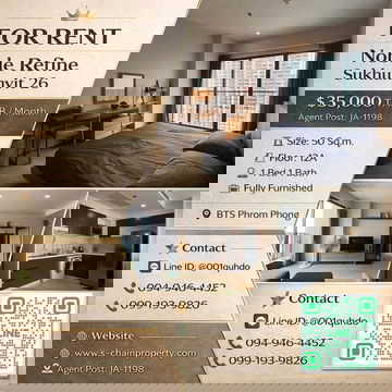 👑 For rent 🌃 Noble Refine (โนเบิล รีไฟน์) Sukhumvit 26) 🌃JA-1198