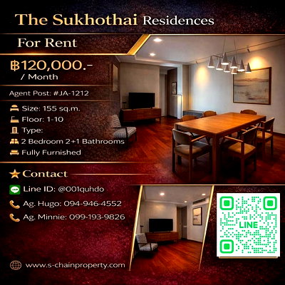 คอนโดให้เช่า : 💥For rent 🏬 The Sukhothai Residences (เดอะ สุโขทัย เรสซิเดนซ์) 🏬JA-1212
