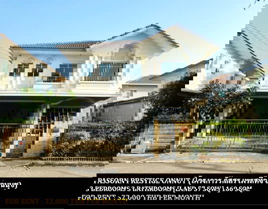 รูป [ให้เช่า] หมู่บ้าน ภัสสร เพรสทีจ อ่อนนุช / 3 ห้องนอน 3 ห้องน้ำ / 57 ตรว. 160 ตรม. **32,000** บ้านเดี่ยวตกแต่งสวย ใกล้แอร์พอร์ตลิ้งค์ บ้านทับช้าง - รูปที่ 1/13