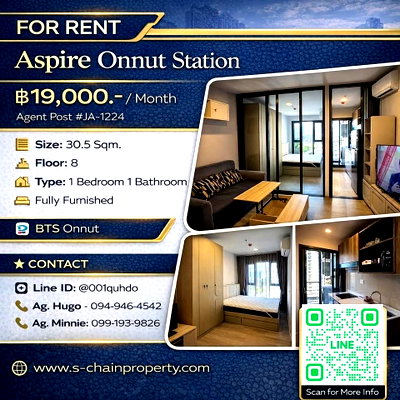 คอนโดให้เช่า : 🎈 For Rent 🏨Aspire Onnut Station (แอสปาย อ่อนนุช สเตชั่น)🏨JA-1224