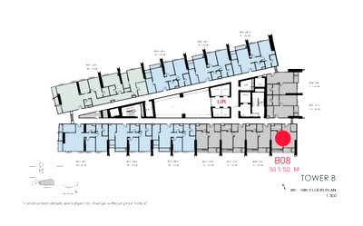 ขายคอนโด : ขาย วันเวลา ณ เจ้าพระยา อาคาร B ชั้น 11 ทิศใต้  ห้องมุม