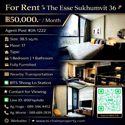 คอนโดให้เช่า : 💥For rent 🏬 The Esse Sukhumvit 36 (ดิเอส สุขุมวิท 36) 🏬 JA-1222