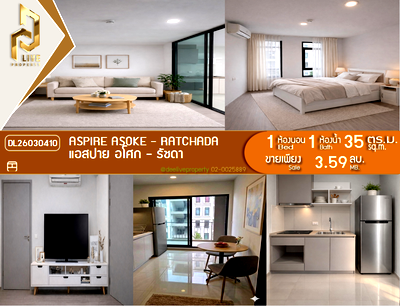Condos for sale : DL26030410 Condo for sale, Aspire Asoke - Ratchada near MRT พระราม 9, ready to move in, call urgently 0653619502 LineID @897iyzll