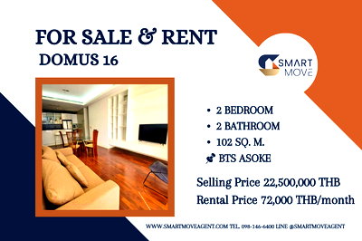 Condos for sale : 🔥 For Sale  !! city view / pool view !! 🔥 Code C20260300003......Domus 16, 2 bedroom, 2 bathroom, furnished, ready to move in, Special Deal!!📣📣