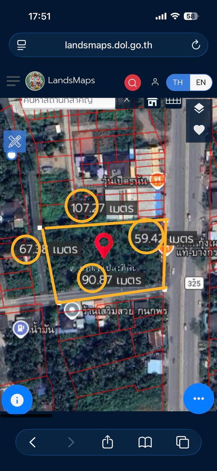 รูป ที่ดินทำเลทองติดถนนหลักทางหลวงแผ่นดิน325 (บางแพ-สมุทรสงคราม)  ต.บางกระบือ อ.บางคนที จ.สมุทรสงคราม 3-2-88 ไร่    - รูปที่ 5/6