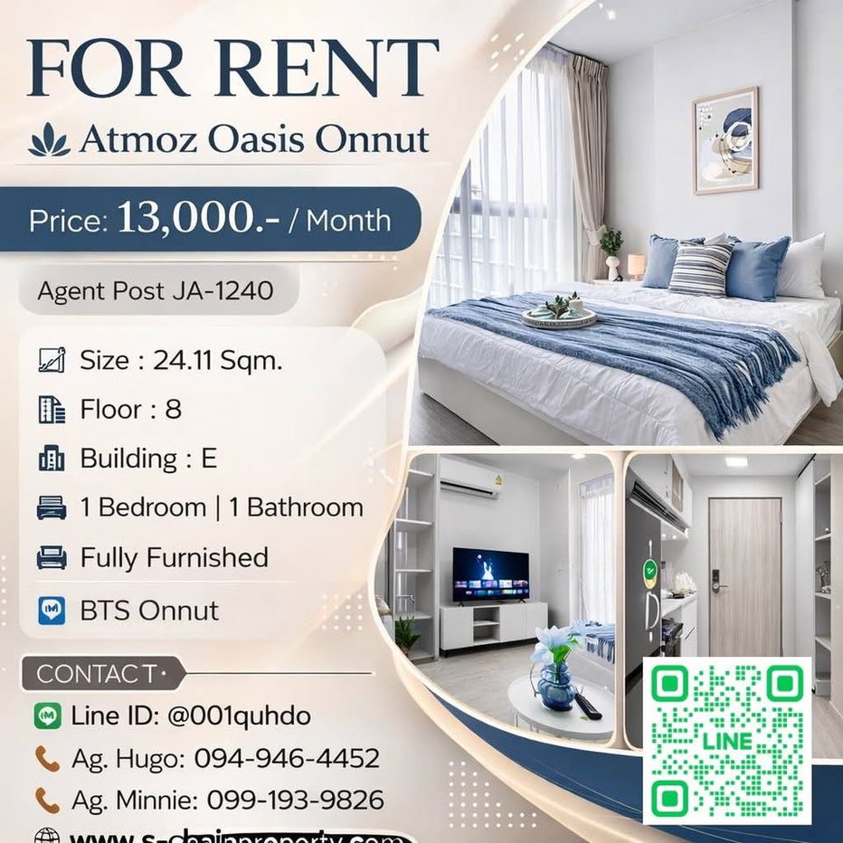รูป 🌈 For Rent 🌆 Atmoz Oasis Onnut (แอทโมซ โอเอซิส อ่อนนุช) 🌆 JA-1240 - รูปที่ 1/10