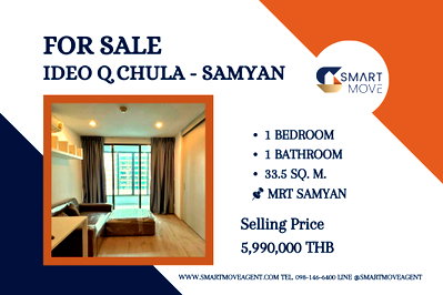 Condos for sale : 🔥 Sale with tenant !! high floor 11++, Good location !! 🔥 Code C20240700078..Ideo Q Chula - Samyan, 1 bed, 1 bath, furnished, Special Deal!!📣📣