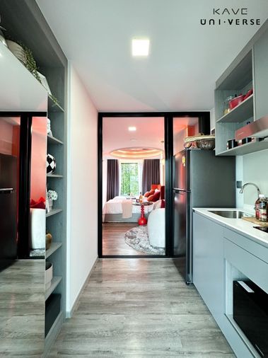 ขายคอนโด Kave UNI.VERSE BANGSAEN อยู่เองได้-ลงทุนคุ้ม 1 Bed Extra (2 เตียงแยก) ใกล้ ม.บูรพา ส่วนกลาง 24 ชม. แต่งครบ+ฟรีโอนฯ