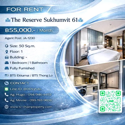 คอนโดให้เช่า : 💥For rent  🏬 The Reserve Sukhumvit 61  🏬JA-1230