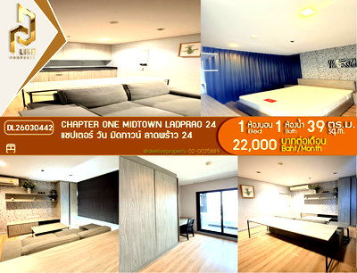 Condos for rent : DL26030442 Condo for rent, Chapter One Midtown Ladprao 24 near MRT ลาดพร้าว, ready to move in, call urgently 0800343450 LineID @655ebbvc
