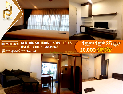 Condos for rent : DL26030424 Condo for rent, Centric Sathorn - Saint Louis near BTS Surasak, ready to move in, call urgently 0638692663 LineID @523dslwi