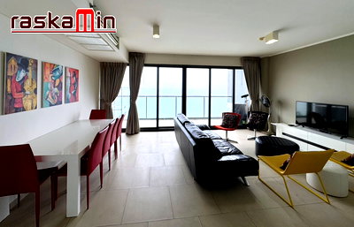 Condos for rent : KT0289📲LineID @556ryccg🏖️2Bedroom 98sqm Tower A High-floor Fully furnished🌊Sea view🏄‍♂️Zire Wongamat North Pattaya