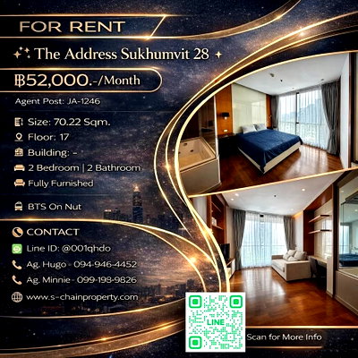 คอนโดให้เช่า : ⛩️ For rent 🌠 The Address Sukhumvit 28 🌠JA-1246
