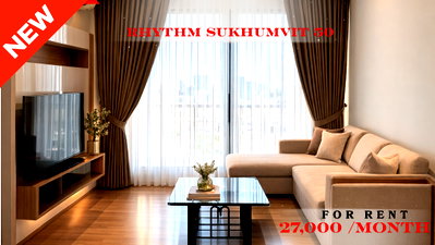 Condos for rent : 🍀🍀 Fully Furnished 💝 For Rent 📍 Rhythm Sukhumvit 50 🚆 Near On Nut BTS Station  (Line: @rent2022) ✨ Ready to move in   🔖 PC: A09974